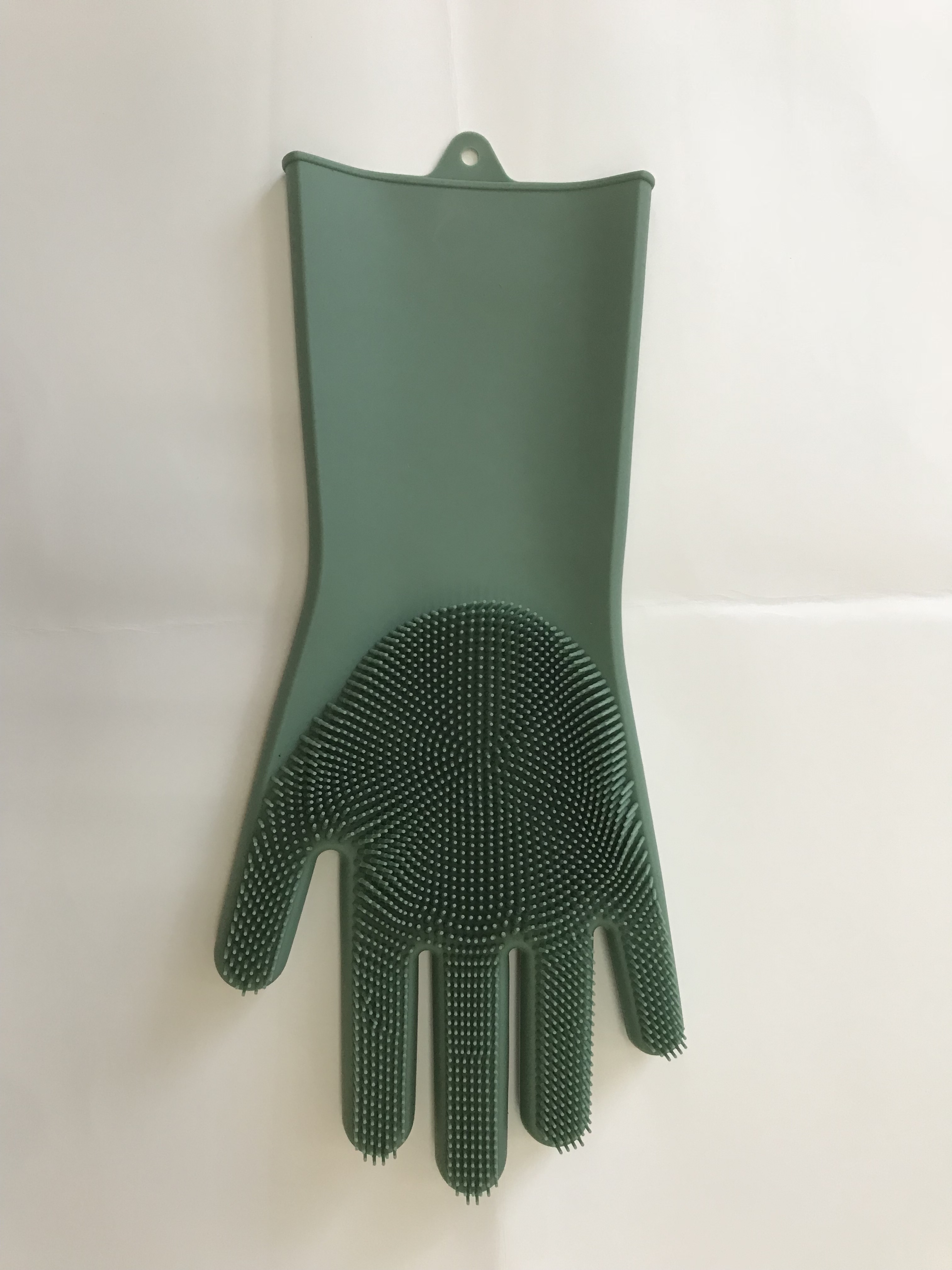 Silicone glove with dish scrubber